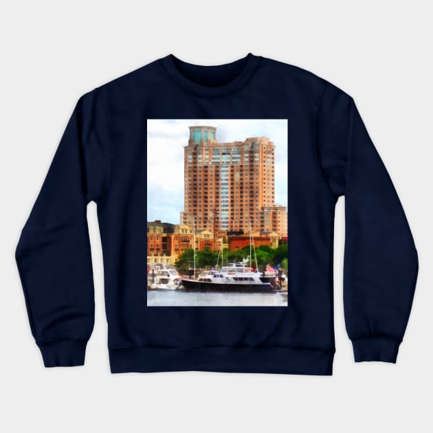 Baltimore MD - Boats at Inner Harbor Crewneck Sweatshirt by SusanSavad